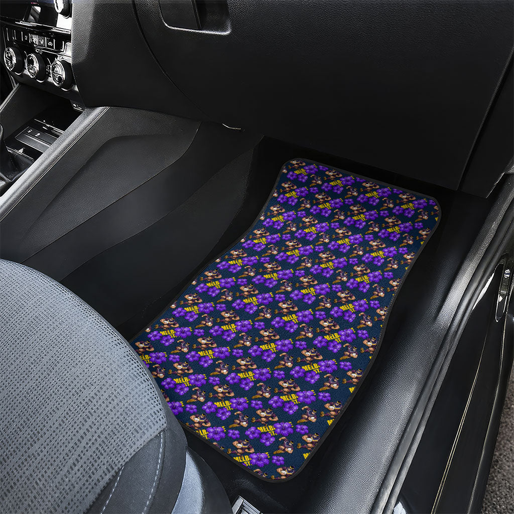 Melbourne Storm Car Mats Tropical Hibiscus Floral Seamless Rugby Mascot