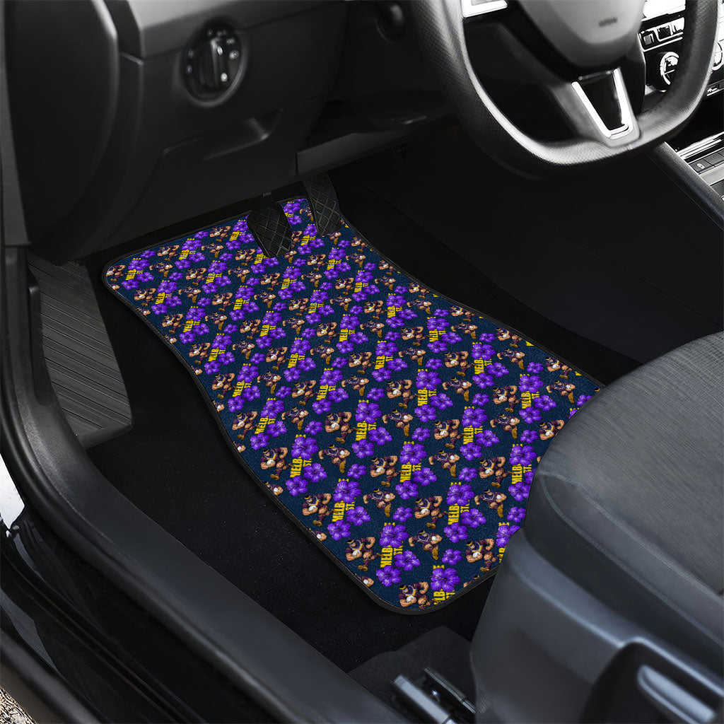 Melbourne Storm Car Mats Tropical Hibiscus Floral Seamless Rugby Mascot