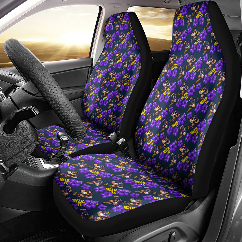 Melbourne Storm Car Seat Cover Tropical Hibiscus Floral Seamless Rugby Mascot