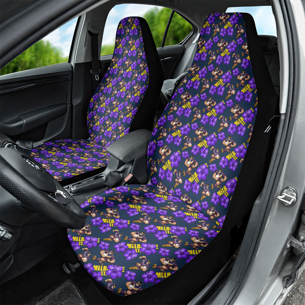 Melbourne Storm Car Seat Cover Tropical Hibiscus Floral Seamless Rugby Mascot