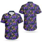 Melbourne Storm Couples Matching Off Shoulder Maxi Dress and Hawaiian Shirt Tropical Hibiscus Floral Seamless Rugby Mascot