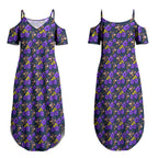 Melbourne Storm Couples Matching Summer Maxi Dress and Hawaiian Shirt Tropical Hibiscus Floral Seamless Rugby Mascot