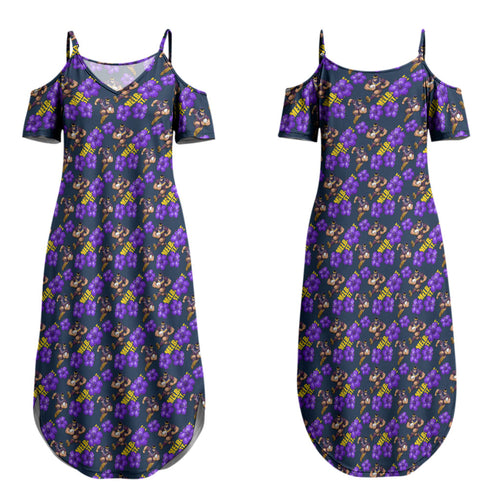 Melbourne Storm Couples Matching Summer Maxi Dress and Hawaiian Shirt Tropical Hibiscus Floral Seamless Rugby Mascot