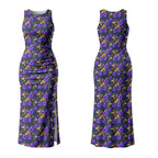 Melbourne Storm Couples Matching Tank Maxi Dress and Long Sleeve Button Shirt Tropical Hibiscus Floral Seamless Rugby Mascot