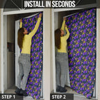 Melbourne Storm Door Cover Tropical Hibiscus Floral Seamless Rugby Mascot