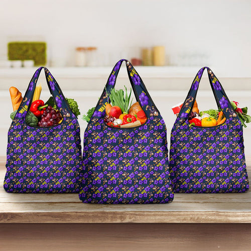 Melbourne Storm Grocery Bag Tropical Hibiscus Floral Seamless Rugby Mascot