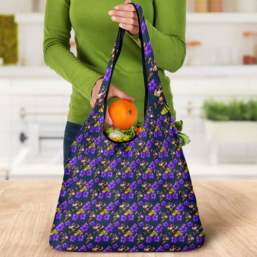Melbourne Storm Grocery Bag Tropical Hibiscus Floral Seamless Rugby Mascot
