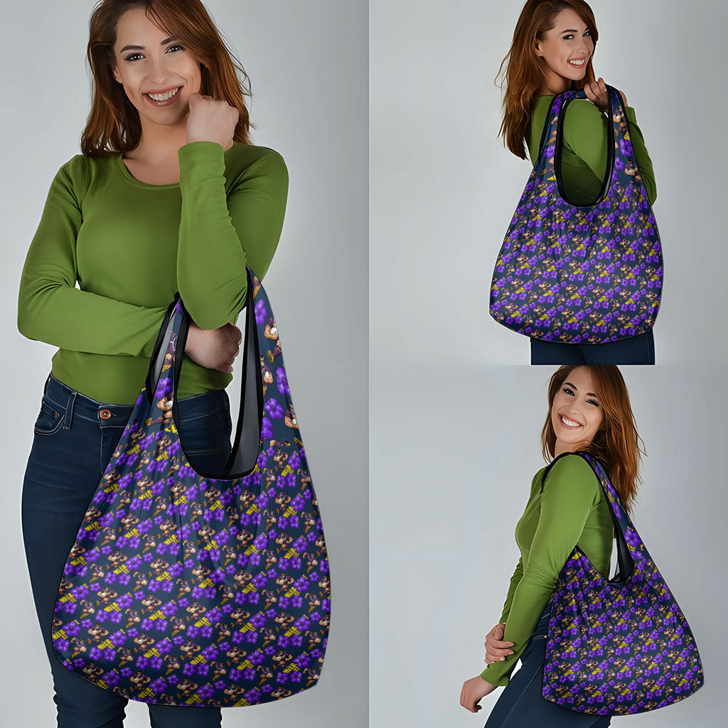 Melbourne Storm Grocery Bag Tropical Hibiscus Floral Seamless Rugby Mascot