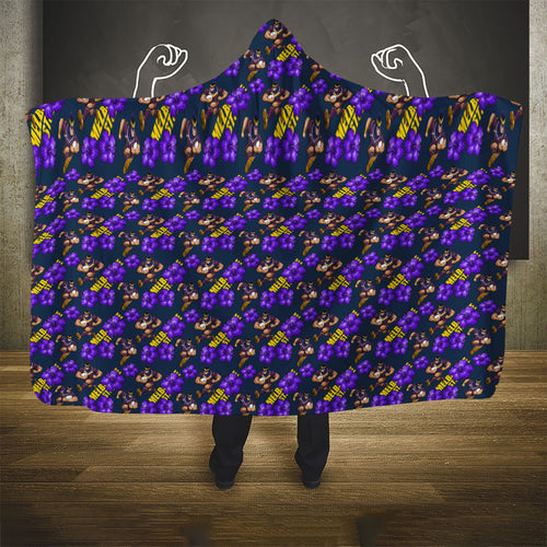 Melbourne Storm Hooded Blanket Tropical Hibiscus Floral Seamless Rugby Mascot