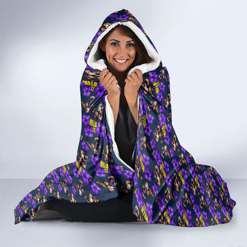 Melbourne Storm Hooded Blanket Tropical Hibiscus Floral Seamless Rugby Mascot