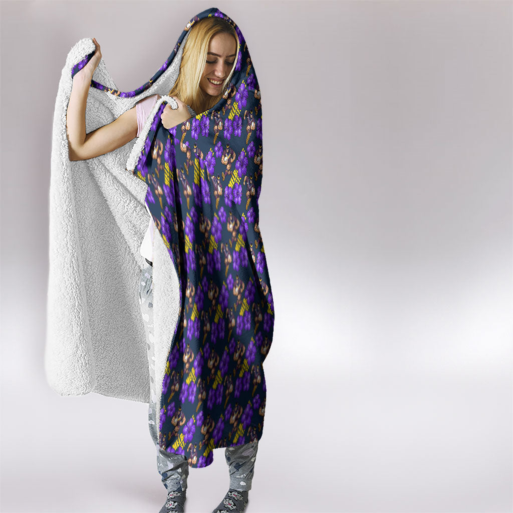 Melbourne Storm Hooded Blanket Tropical Hibiscus Floral Seamless Rugby Mascot