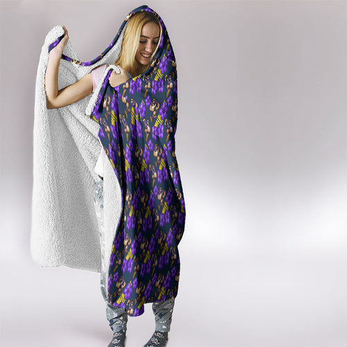 Melbourne Storm Hooded Blanket Tropical Hibiscus Floral Seamless Rugby Mascot