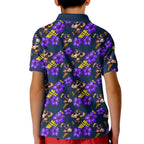 Melbourne Storm Kid Polo Shirt Tropical Hibiscus Floral Seamless Rugby Mascot