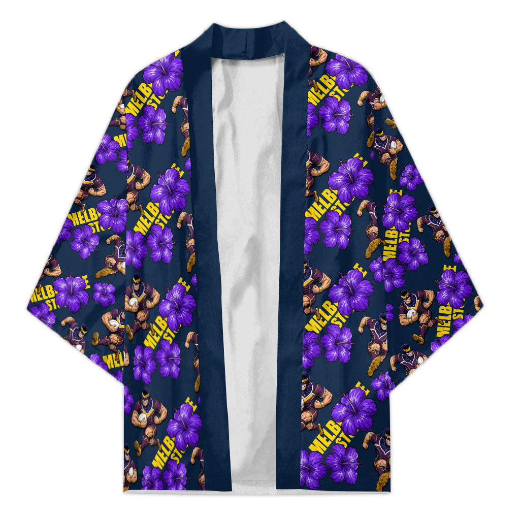 Melbourne Storm Kimono Tropical Hibiscus Floral Seamless Rugby Mascot