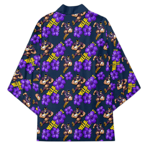 Melbourne Storm Kimono Tropical Hibiscus Floral Seamless Rugby Mascot