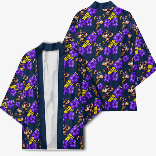 Melbourne Storm Kimono Tropical Hibiscus Floral Seamless Rugby Mascot