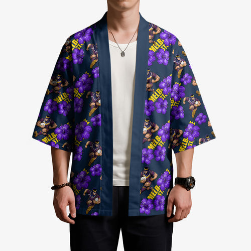 Melbourne Storm Kimono Tropical Hibiscus Floral Seamless Rugby Mascot