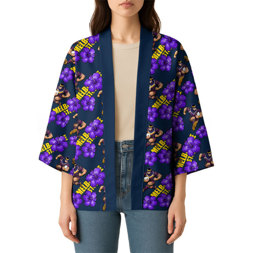 Melbourne Storm Kimono Tropical Hibiscus Floral Seamless Rugby Mascot