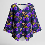 Melbourne Storm Kimono Sleeve Blouse Tropical Hibiscus Floral Seamless Rugby Mascot