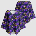Melbourne Storm Kimono Sleeve Blouse Tropical Hibiscus Floral Seamless Rugby Mascot