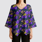 Melbourne Storm Kimono Sleeve Blouse Tropical Hibiscus Floral Seamless Rugby Mascot