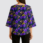 Melbourne Storm Kimono Sleeve Blouse Tropical Hibiscus Floral Seamless Rugby Mascot