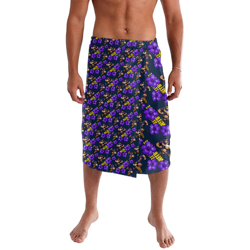 Melbourne Storm Lavalava Tropical Hibiscus Floral Seamless Rugby Mascot