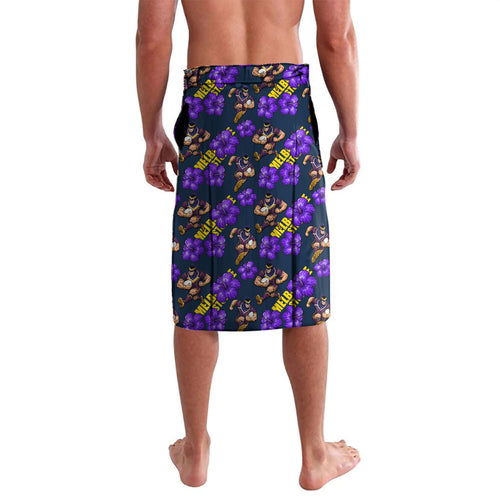 Melbourne Storm Lavalava Tropical Hibiscus Floral Seamless Rugby Mascot