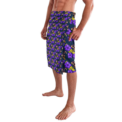 Melbourne Storm Lavalava Tropical Hibiscus Floral Seamless Rugby Mascot