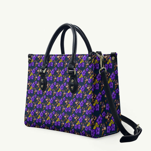 Melbourne Storm Leather Bag Tropical Hibiscus Floral Seamless Rugby Mascot