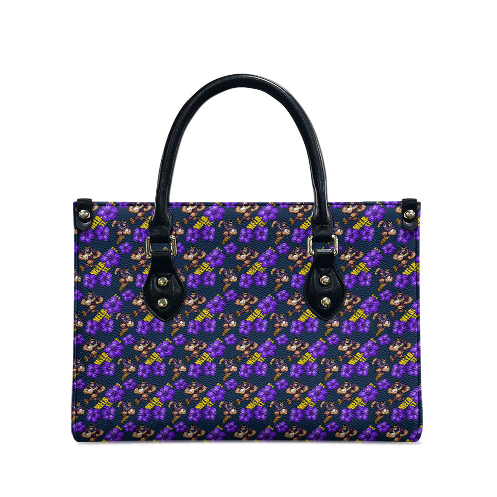 Melbourne Storm Leather Bag Tropical Hibiscus Floral Seamless Rugby Mascot