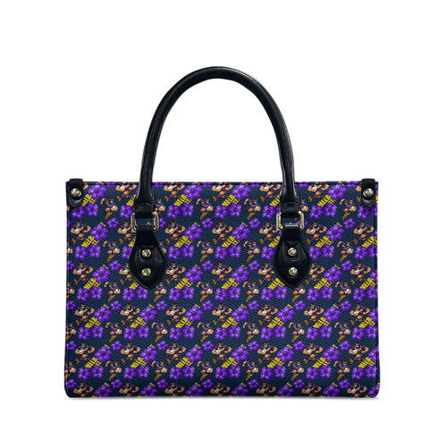Melbourne Storm Leather Bag Tropical Hibiscus Floral Seamless Rugby Mascot