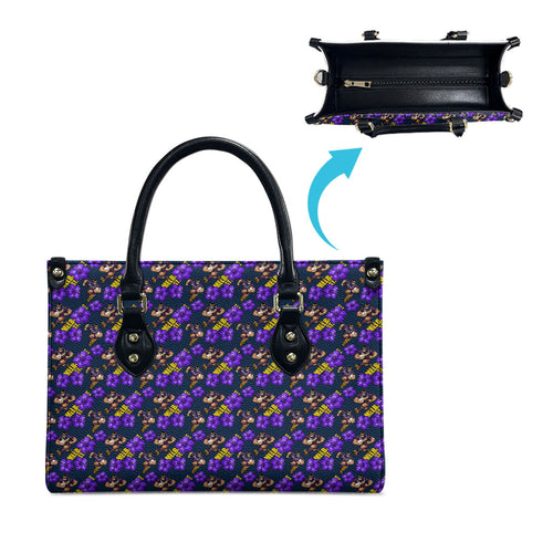 Melbourne Storm Leather Bag Tropical Hibiscus Floral Seamless Rugby Mascot