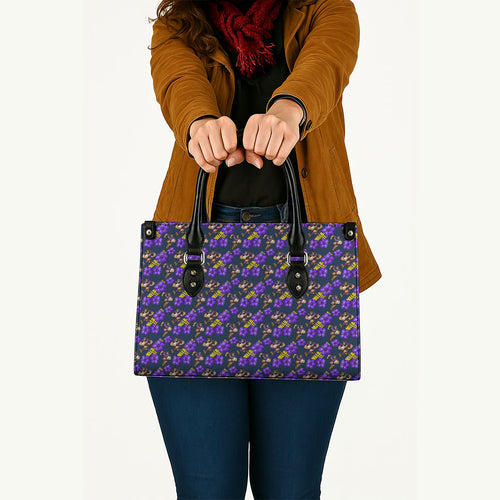 Melbourne Storm Leather Bag Tropical Hibiscus Floral Seamless Rugby Mascot