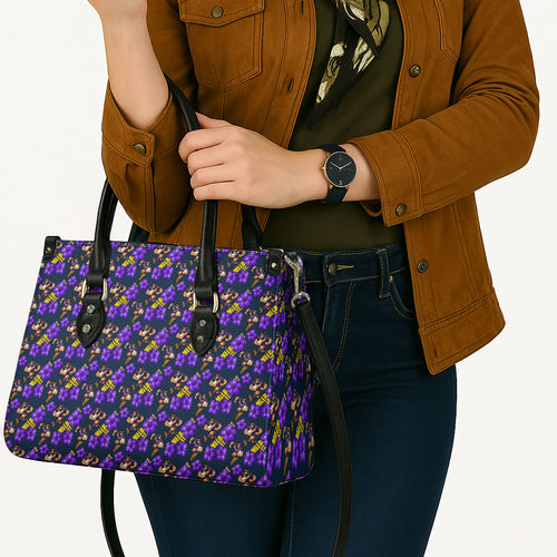 Melbourne Storm Leather Bag Tropical Hibiscus Floral Seamless Rugby Mascot