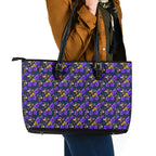 Melbourne Storm Leather Tote Bag Tropical Hibiscus Floral Seamless Rugby Mascot