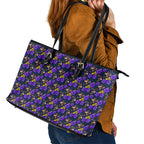 Melbourne Storm Leather Tote Bag Tropical Hibiscus Floral Seamless Rugby Mascot