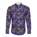 Melbourne Storm Long Sleeve Button Shirt Tropical Hibiscus Floral Seamless Rugby Mascot