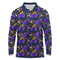 Melbourne Storm Long Sleeve Polo Shirt Tropical Hibiscus Floral Seamless Rugby Mascot