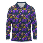 Melbourne Storm Long Sleeve Polo Shirt Tropical Hibiscus Floral Seamless Rugby Mascot