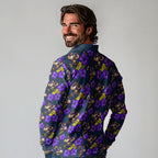 Melbourne Storm Long Sleeve Polo Shirt Tropical Hibiscus Floral Seamless Rugby Mascot
