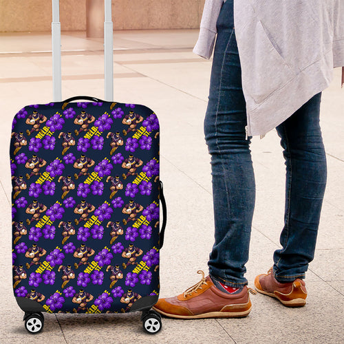 Melbourne Storm Luggage Cover Tropical Hibiscus Floral Seamless Rugby Mascot