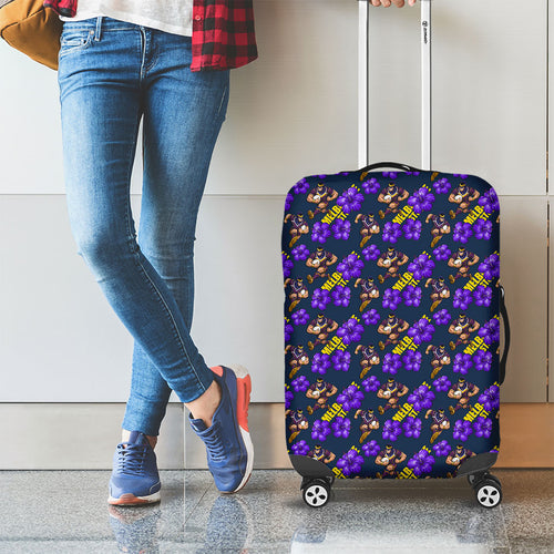 Melbourne Storm Luggage Cover Tropical Hibiscus Floral Seamless Rugby Mascot