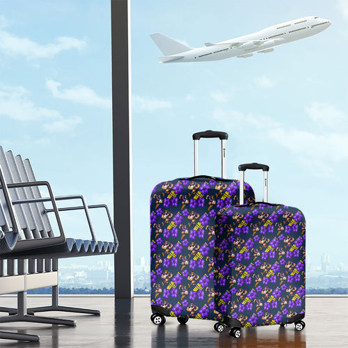 Melbourne Storm Luggage Cover Tropical Hibiscus Floral Seamless Rugby Mascot