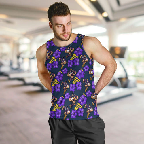 Melbourne Storm Men Tank Top Tropical Hibiscus Floral Seamless Rugby Mascot