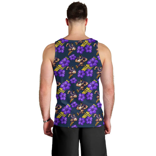 Melbourne Storm Men Tank Top Tropical Hibiscus Floral Seamless Rugby Mascot