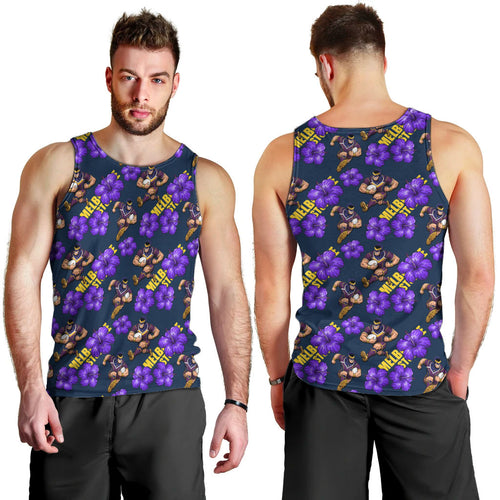 Melbourne Storm Men Tank Top Tropical Hibiscus Floral Seamless Rugby Mascot