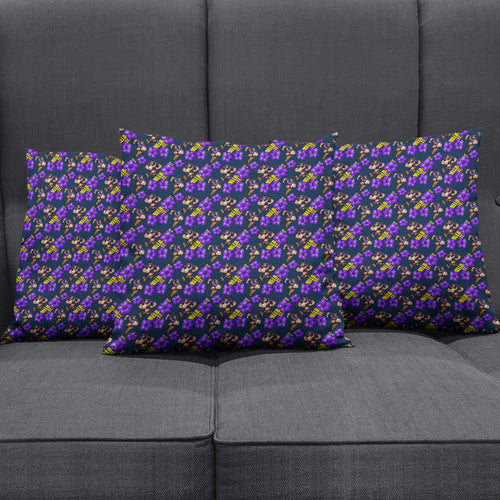 Melbourne Storm Pillow Cover Tropical Hibiscus Floral Seamless Rugby Mascot