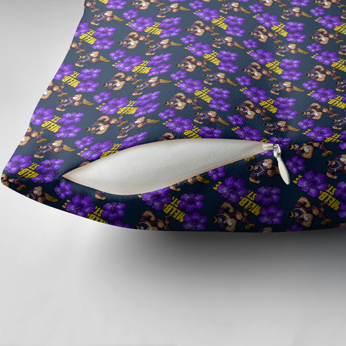 Melbourne Storm Pillow Cover Tropical Hibiscus Floral Seamless Rugby Mascot