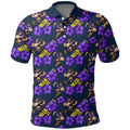 Melbourne Storm Polo Shirt Tropical Hibiscus Floral Seamless Rugby Mascot